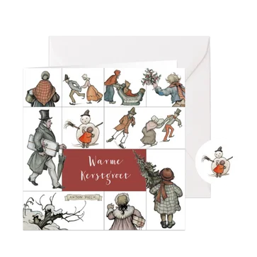 Kerstkaart collage van Anton Pieck illustraties